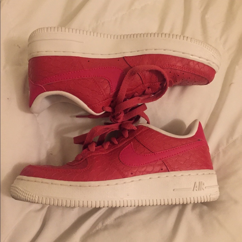 Worn once Air Force red snake skin